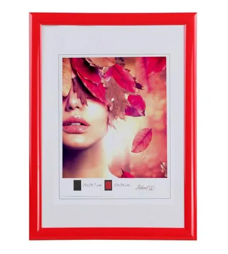 IDEAL TREND Moderner Bilderrahmen mit echtem Glas für wertvolle Erinnerungen Bilder Foto Rahmen mit abgerundetem Profil: Farbe: Rot | Format: 30x45