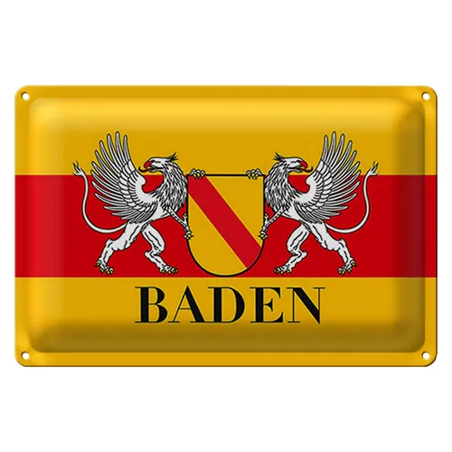 Blechschild Flagge 40x30cm Baden Wappen Wanddeko von Roomando