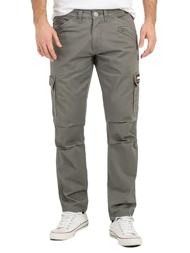 Rock Creek Herren Hose Stretch Cargo Basic Sommer Hose Regular Fit Lange Hose Stoff Hose Sommerhose Männerhose H-398 Grau W31 L32