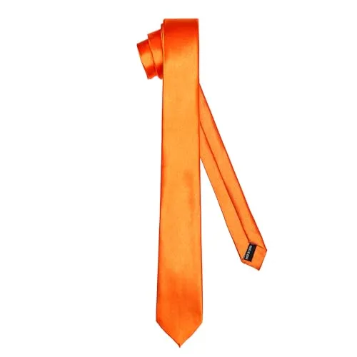 Ladeheid Klassische Herren Krawatte, glänzend, Perfekt für Büro & Festlichkeiten, Vielfältige Farben - Ideal für Geschäftsmeetings, Hochzeiten TMS-6 (150cm x 6cm, Orange)