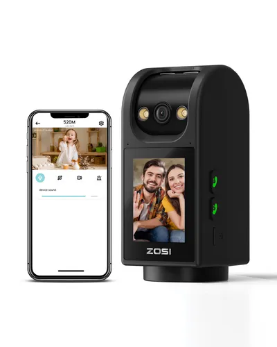 ZOSI 4MP WLAN Innen Überwachungskamera C520M - Überwachungskamera mit 2,8 Zoll Bildschirm, 360° PT-Funktion und KI Bewegungserkennung für optimale Sicherheit und einfache Videotelefonate.