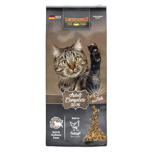 LEONARDO Adult Complete 32/16 [15kg] Katzenfutter | Trockenfutter für Katzen | Alleinfuttermittel für ausgewachsene Katzen Aller Rassen ab 1 Jahr