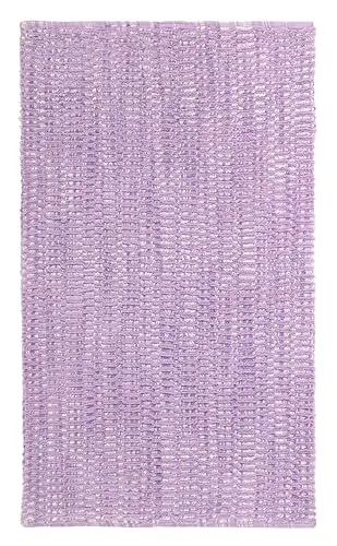 Kleine Wolke Badematte Sway - Badteppich aus 100% Baumwolle, rutschhemmend und fußbodenheizungsgeeignet, ideal für ein sicheres und stylisches Badezimmer in lila mit Melange Effekt.