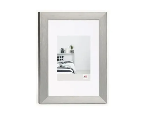 Walther Design Bilderrahmen Stahl 40 x 50 cm - Wand- & Tischbilderrahmen aus hochwertigem Aluminium mit vielseitigem Einsatz, wahlweise mit Passepartout für Fotos im Format 30 x 40 cm oder ohne für 40 x 50 cm.