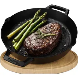 Kaisertal Gusseisenpfanne 30cm - Pfanne für alle Herdarten, bietet gleichmäßige Hitzeverteilung für saftige Speisen und ist ideal zum Braten, Grillen und Schmoren.