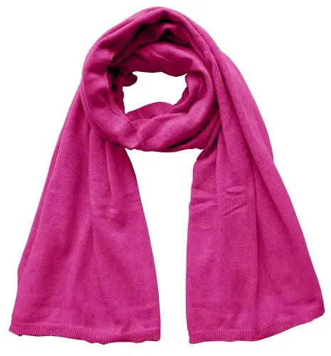 Mississhop 381 Feinstrick Kaschmir-Gemisch Beanie Mütze Slouch/XXL Schal/Handschuhe Magenta Pink Hell Einheitsgroesse Schal