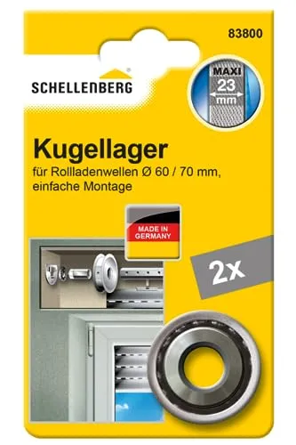 Schellenberg 83800 Kugellager Maxi, 2 Stück - Ersatzteile für Vorhänge & Jalousien: Hochwertige Kugellager für Schellenberg MAXI-System, ideal für den Austausch, einfach zu montieren und passend für 60-70 mm Achtkantwellen.