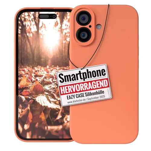 EAZY CASE - Silikonhülle für iPhone 16 Hülle Silikon Case Orange weich stoßfeste Handyhülle Schutzhülle mit Kameraschutz Dünn Premium Schutz Cover TPU Phone Bumper in Pastell Hellorange Matt