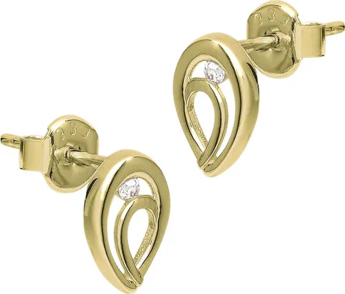 GoldDream Paar Ohrstecker GoldDream 333er Gold weiß Oval Zirkonia (Ohrstecker), Damen Ohrstecker Oval aus 333 Gelbgold - 8 Karat, Farbe: gold, weiß