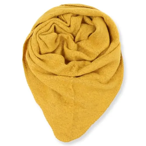 malito - Damen Modeschal - weicher Dreiecksschal Unifarben & Leo Print - langer flauschiger XXL Winterschal S601 - (Senfgelb)
