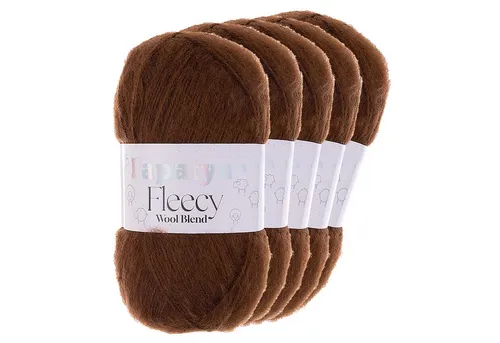 Papatya 5 x 100g Papatya Fleecy Kuschelgarn Wolle Häkelgarn Strickgarn Häkelwolle, 300 m (5-St), braun