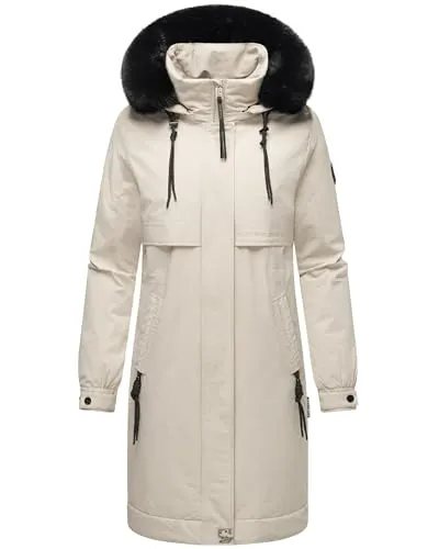 Navahoo Kurzmantel Kaltwetterretter 14 Damen Wintermantel - Funktionsjacken, wärmend, wasserabweisend und mit abnehmbarer Kapuze sowie Kunstfell für stilvollen Schutz in kalten Monaten.