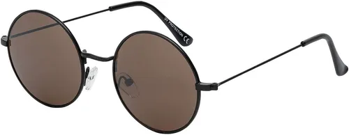 Herren Sonnenbrille Rund Form Designer 80er Modern Urlaub Sommer Strand 30559 Braun-Schwarz