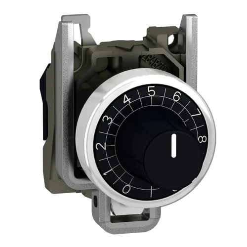 Schneider Electric ZB4BD912 Harmony XB4 Potentiometer - Wahl- & Schlüsseltaster, robustes Metallfrontdesign, ideal für langlebige Bedienlösungen in industriellen Anwendungen.