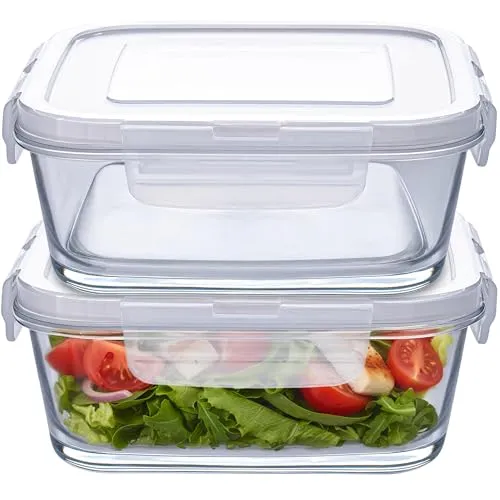 Konzept 11 - Frischhaltedose aus Glas (2 Stk 1000 ml) Glasbehälter Mit Deckel für Lebensmittel Set, Vorratsdose für Küche spülmaschinenfest, Aufbewahrungsbox Auslaufsicher Luftdicht