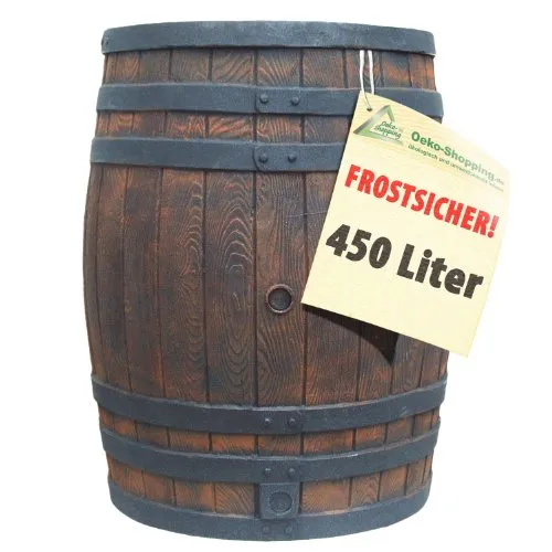 REGENTONNE REGENFASS WASSERFASS REGENWASSERBEHÄLTER REGENWASSERFASS GARTENFASS (Eichenfass 450l)