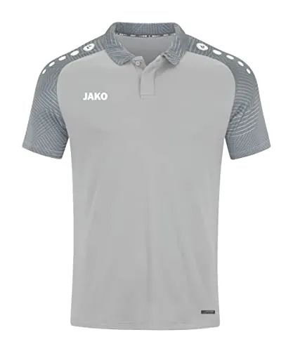 JAKO Herren Shirt Polo Performance - Soft Grey/Steingrau, L EU - Poloshirt aus 100% recyceltem Polyester, atmungsaktiv und schnell trocknend – ideal für Sport und Freizeit.