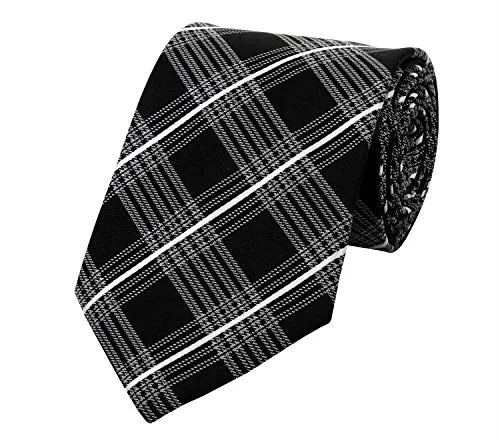 Fabio Farini - Elegante Herren Krawatte kariert - 8cm Breite in verschiedenen Farben - Schlips mit Karomuster Mehrfarbig Schwarz Weiß