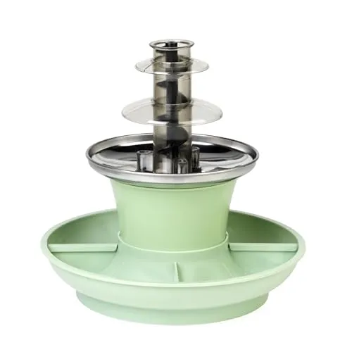 Giles & Posner Sorbet Gloss Schokoladenbrunnen, 3 Etagen, elektrisch, grün | Heizbasis 0–50 °C, 25-W-Motor, Abschaltautomatik, Überhitzungsschutz, abnehmbare Schalen, für Schoko- oder Käsefondue