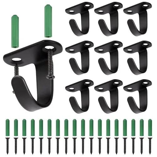 Yesaler Wandmontierte Deckenhaken Edelstahl Haken mit 20 Schrauben Handtuchhaken für Schlafzimmer Küche Bad 10 Stück Schwarz