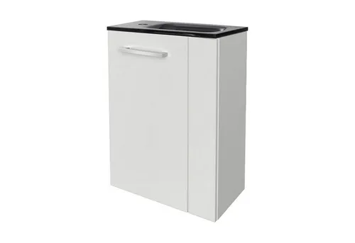 FACKELMANN Waschbecken SBC SCENO Gäste WC Set 2-teilig 45 cm - Gäste WC Set mit Waschtischunterschrank und eleganten Waschbecken aus anthrazitfarbenem Glas, perfekt für kleine Bäder. Vormontiert für einfachen Aufbau und optimalen Stauraum.