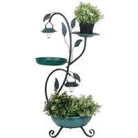 Harms Import Pflanzentreppe - Blumentreppe mit Solar Beleuchtung - Blumentreppe mit integrierter Solar Beleuchtung, ideal für Garten und Balkon, bietet Platz für Pflanzen und sorgt für stimmungsvolle Akzente.