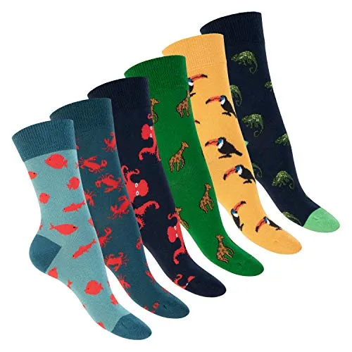 Footstar Damen & Herren Bunte Motiv Socken (6 Paar) Lustige Baumwoll Socken - Oceansafari 41-46