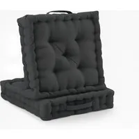 Beautissu Mila Stuhlkissen 50x50x10cm Anthrazit - 2tlg. Set - Bequeme Stuhlkissen im praktischen 2er-Set, ideal für drinnen und draußen. Aus 100% Baumwolle, bieten sie optimalen Komfort und sind einfach zu transportieren.