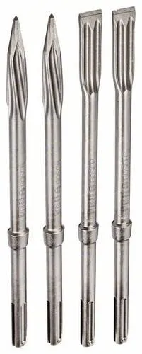 STIER Meißel-Set SDS-max 4-tlg. - 400 mm Spitz- und Flachmeißel, ideal für Beton- und Abbrucharbeiten mit selbstnachschärfender Spitze