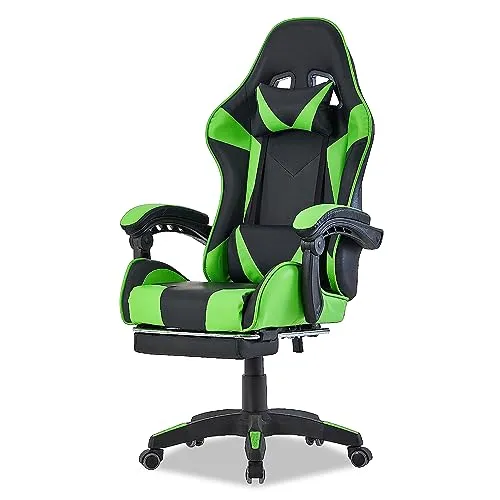Walden Sports Gaming Stuhl bürostuhl ergonomisch Office Chair bürostühle Gaming Chair Rückenlehne Sitzhöhe verstellbar Drehstuhl Racing Office Computer Ergonomic Video Game Chair (Grün)