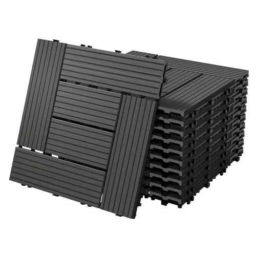 ECD Germany WPC Terrassenfliesen 30x30cm - 33er Spar Set für 3m² - Terrassen- & Balkonfliesen in edler Holzoptik mit innovativem Drainagesystem, mühelos zu verlegen und ideal für jeden Outdoor-Bereich.