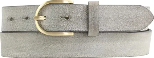 BELTINGER Damen-Gürtel aus weichem Vollrindleder Vintage-Look 3 cm | Leder-Gürtel für Damen 30mm | Schmaler Gürtel Used-Look mit goldener Gürtelschnalle | Dunkelgrau 80cm