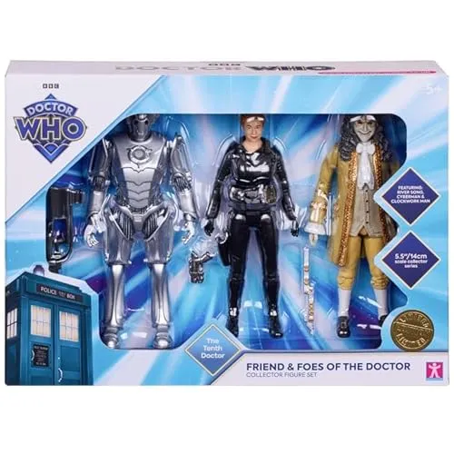 DOCTOR WHO Friends & Foes Sammelfiguren-Set Der zehnte Doktor, 14 cm Actionfiguren, 3er-Pack