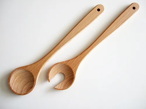 Salatbesteck Vorlegebesteck Salat - Vorleger Servierbesteck - Buchenholz L 30 cm