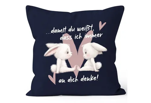 SpecialMe Dekokissen Kissen-Bezug Spruch Geschenk Liebe Freundschaft Hasen-Paar Herz Damit
