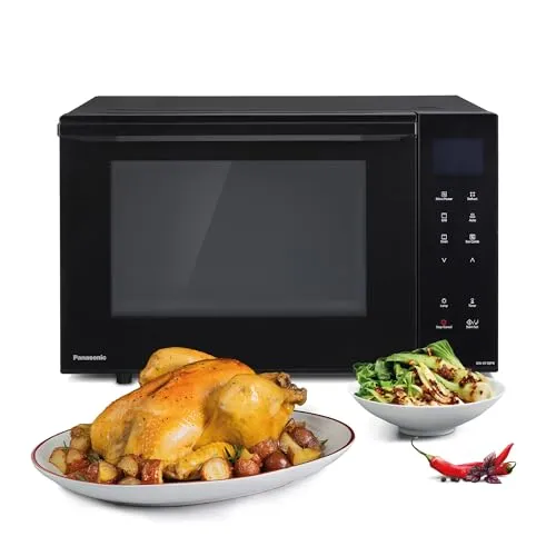 Panasonic NNDF38PBEPG Mikrowelle mit Grill 1000 W - Mikrowelle mit Grillfunktion, 23 L Kapazität und 1000 W Leistung in elegantem Schwarz – ideal für schnelle und leckere Gerichte.