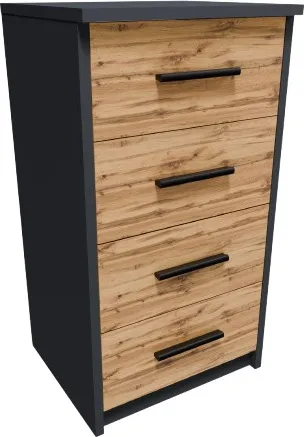 Matkam Möbel Kommode, Anthrazit, 4 Schubladen - Kommode aus Holzwerkstoff, elegant und vielseitig, ideal für Wohnzimmer oder Schlafzimmer mit viel Stauraum in kompakten Maßen.