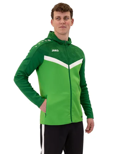 JAKO Herren Iconic Kapuzenjacke - Soft Green, M EU - Funktionsjacken mit Keep Dry Funktion für optimalen Feuchtigkeitstransport. Ideal für Sport und Freizeit, aus 100% recyceltem Polyester für nachhaltigen Komfort.