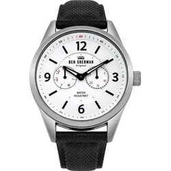 Ben Sherman WB069WB Carnaby Utility Herrenuhr 44mm - Schwarz/Weiß - Herrenuhr mit 44mm Durchmesser, wasserdicht bis 3ATM und grün leuchtenden Zeigern für optimale Lesbarkeit bei Nacht.