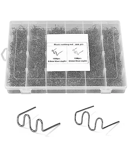 jutyum 2000Pcs Plastic Welding Gun Welder Staple, Kunstoffschweißgerät Heftklammern, Plastik Schweißen Heftklammern, 0.8mm 0.6mm Reparatur Heftklammern für Auto Kunststoff Schweißen Reparatur