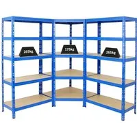PROREGAL® Eckregal MegaDeal Tiger - Hochwertiges Eckregal Set - Eckregal-Set mit 1x Eckregal und 2x Schwerlastregalen, hohe Traglast von 175kg und 265kg pro Ebene, ideal für Werkstatt und Garage, einfache Montage ohne Werkzeug.