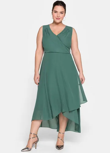 Sheego Etuikleid Abendkleid Ärmellos in Wickeloptik