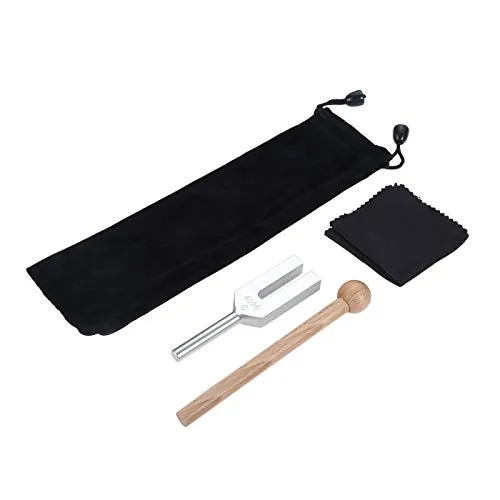 DRELD 4096 Hz Standard Stimmgabel Aluminium Stimmgabel Chakra Stimmgabel mit Holzhammer und Tasche Tuch für Klangtherapie Musikinstrument Heiler Vibration (Silber)