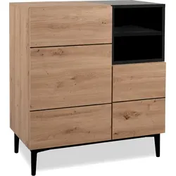 Kommode Nodica - Holzfarben, Modernes Design - Stilvolle Kommode Nodica in Holzfarben mit modernem, grifflosen Design. Viel Stauraum hinter zwei Türen und zwei wechselbaren Dekoren. Ideal für jedes Zuhause!