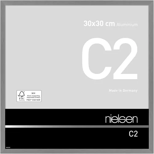 nielsen Bilderrahmen 30 x 30 cm Aluminium Grau matt - Hochwertiger Bilderrahmen aus formstabilem Aluminium mit Echtglas. Ideal zum Aufhängen im Hoch- und Querformat. Made in Germany, FSC-zertifiziert für nachhaltige Qualität.