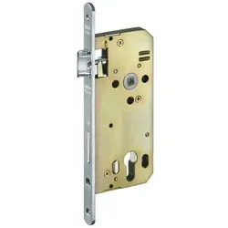 GRUNDMANN Einstemmschloss WG 421R PZW - 70 mm - Schließtechnik für Wohnungstüren, mit Wechsel und schräger Umkehrfalle, ideal für Feuerschutztüren gemäß ÖNORM 3858.