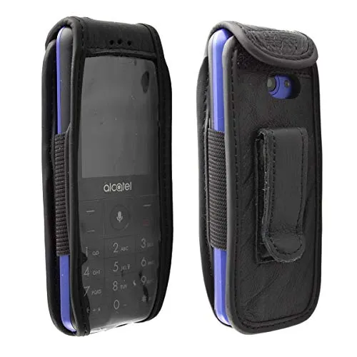 caseroxx Ledertasche mit Gürtelclip für Alcatel 3088 / 3088X in schwarz – robuste Handy-Tasche mit Sichtfenster & Gürtelclip aus Echtleder, ideal für Beruf, Freizeit, Outdoor & sicheren Transport