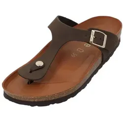 Rohde Damen Zehentrenner Pantoletten Alba 5642 – Elegante Leder-Sandalen in Braun, Größe 38 EU - Sandalen aus hochwertigem Leder mit bequemem Zehensteg für optimalen Halt und einem soften Fußbett, das die natürliche Abrollbewegung unterstützt.