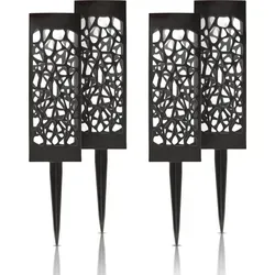 LED Solar Stecklampe für Außen (4er Pack) - Wetterfest & Energieeffizient - Wetterfeste LED Solar Stecklampe mit Erdspieß, ideal für die Beleuchtung von Garten und Terrasse. Mit ihrem eleganten Design setzt sie stilvolle Akzente und ist 100% solarbetrieben.