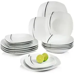 Sänger Bilgola Black Lines 36-teiliges Tafelservice - Elegantes 36-teiliges Tafelservice aus hochwertigem Porzellan. Robust, spülmaschinen- und mikrowellengeeignet – ideal für jeden Anlass!